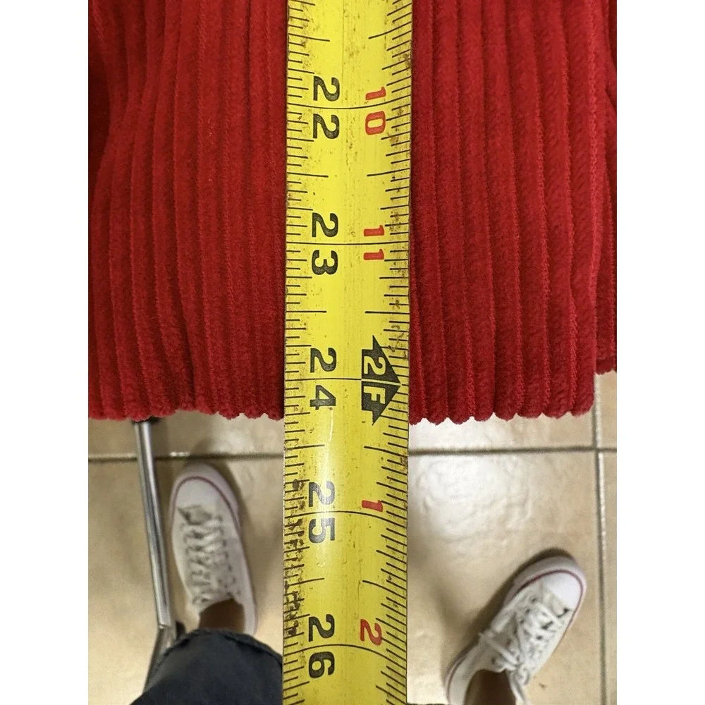 Size 6 Anthropologie Elevenses Jacket Blazer Red Corduroy Peplum